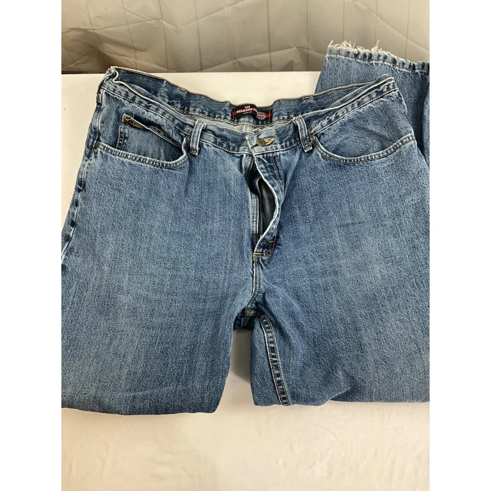 Lee Relaxed Fit Jeans 41x32 Blue Denim Straight Leg Used